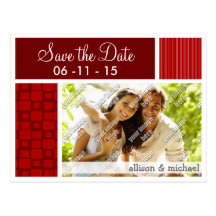 Red Retro Squares Post Cards