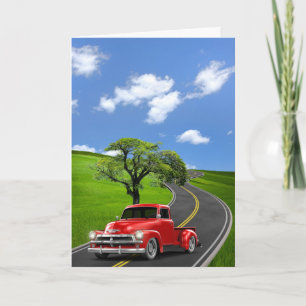 Red Retro Truck Retirement Card