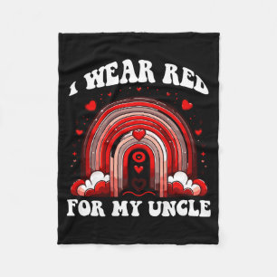 Red Retro Uncle Heart Disease Awareness Rainbow Ba Fleece Blanket
