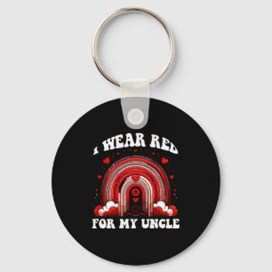 Red Retro Uncle Heart Disease Awareness Rainbow Ba Keychain