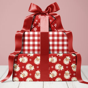 Red Retro Vintage Santa Christmas Wrapping Paper Sheet