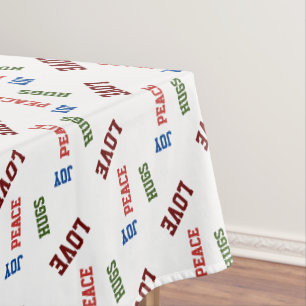 Red Retro Vintage Typography Pattern Christmas Tablecloth