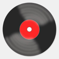 Red Retro Vinyl Record Party Stickers
