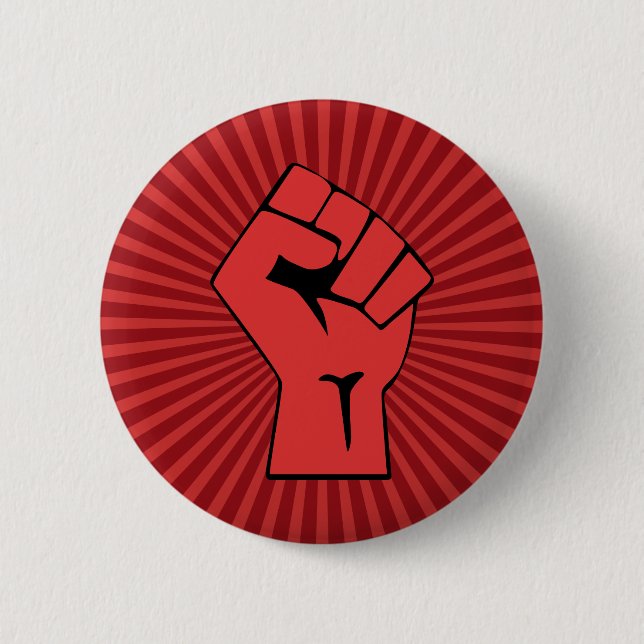Red Revolutionary Fist 2 Inch Round Button (Front)