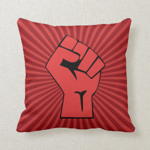 Red Revolutionary Fist Throw Pillow