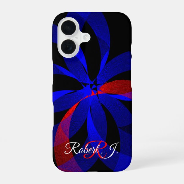 Red Revolving Geometric Accent iPhone 16 Case (Back)