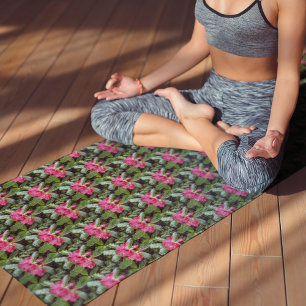 Red Rhododendrons Floral Pattern Yoga Mat