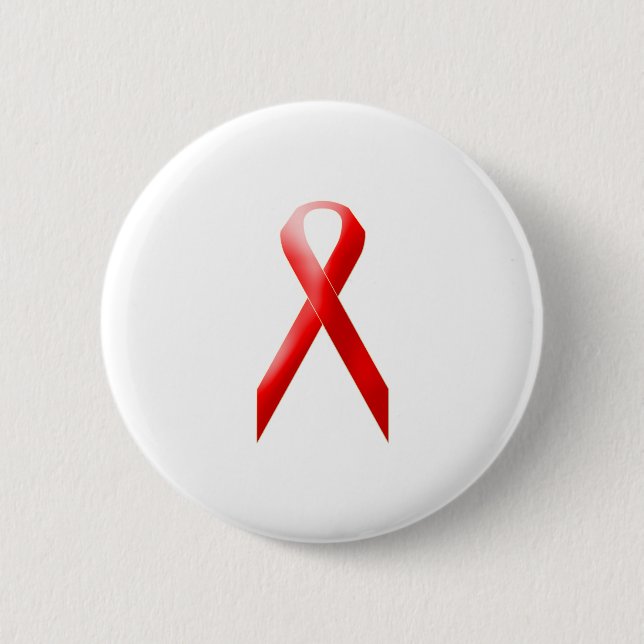 Red Ribbon 2 Inch Round Button (Front)