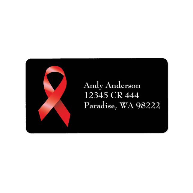 Red Ribbon AIDS Awareness Label (Front)