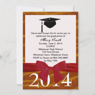 Red Ribbon And Tiger Graduation Invitation