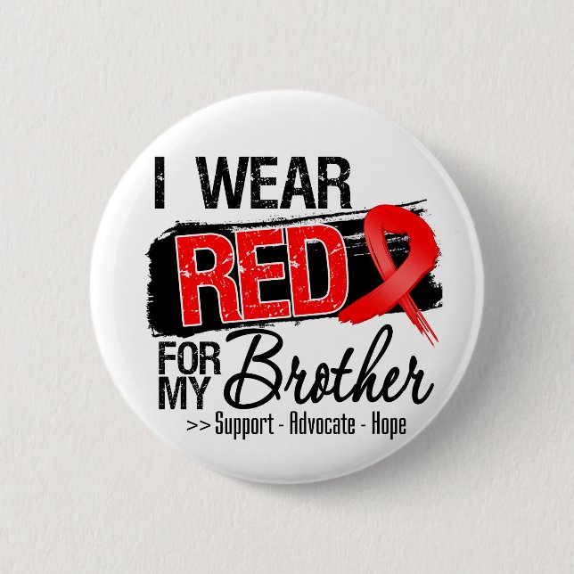 Red Ribbon Awareness - Brother 2 Inch Round Button (Front)