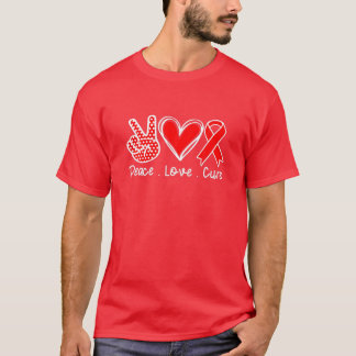 Red Ribbon Awareness Costume Drug Free Peace Love T-Shirt