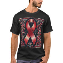 Red Ribbon Awareness T-Shirt Heart, HIV, Stroke
