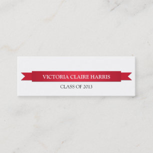 Red ribbon banner student graduation name card