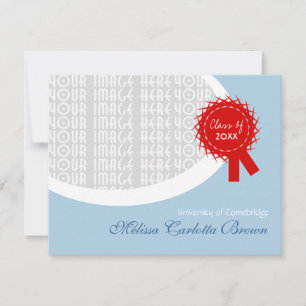 Red Ribbon Blue Graduation Invitation