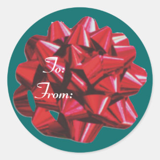 Red Ribbon Bow Classic Round Sticker