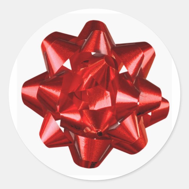 Red Ribbon/Bow Envelope Seal/Sticker Classic Round Sticker (Front)