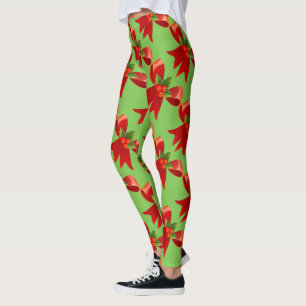Red Ribbon Bow Holly Thunder_Cove Leggings