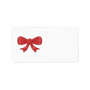 Red Ribbon Bow. On White. Label