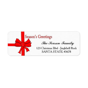 Red ribbon bow  Season's Greetings