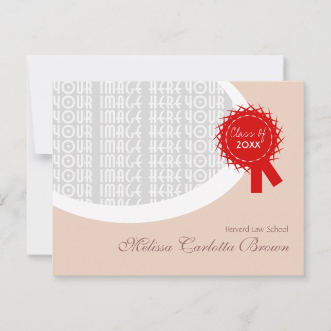 Red Ribbon Brown Graduation Invitation (Front)