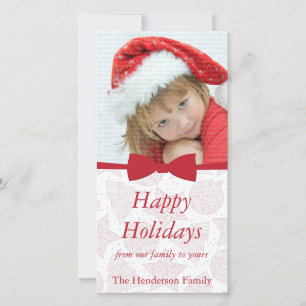 Red Ribbon Christmas Holiday Photo Card