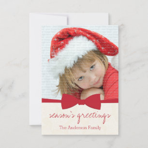Red Ribbon Christmas Holiday Photo Card