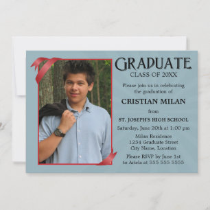 Red Ribbon Classe de Graduation Invitation