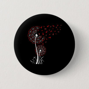 Red Ribbon Dandelion Heart Disease Blood Cancer Aw 2 Inch Round Button