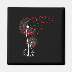 Red Ribbon Dandelion Heart Disease Blood Cancer Aw Magnet