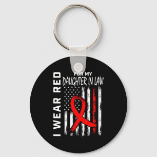 Red Ribbon Daughter In Law Heart Disease Awareness Keychain