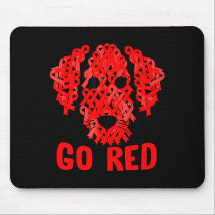 Red Ribbon Dog February Heart Disease Awareness Mo Mouse Pad