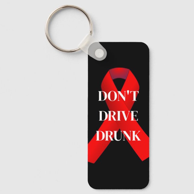 Red Ribbon Don't Drive Drunk Keychain (Front)