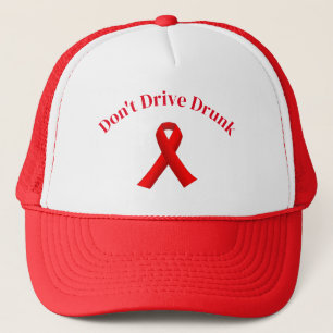 Red Ribbon Don't Drive Drunk Trucker Hat