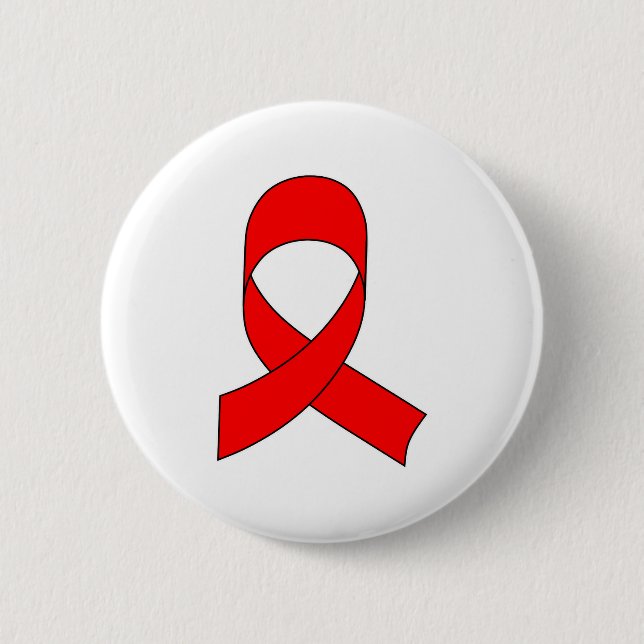 Red Ribbon Drawing 2 Inch Round Button (Front)