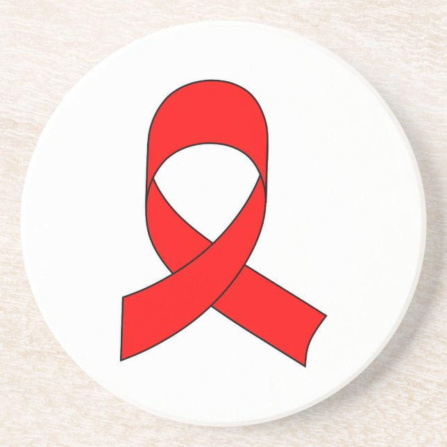 Red Ribbon Drawing Coaster (Front)
