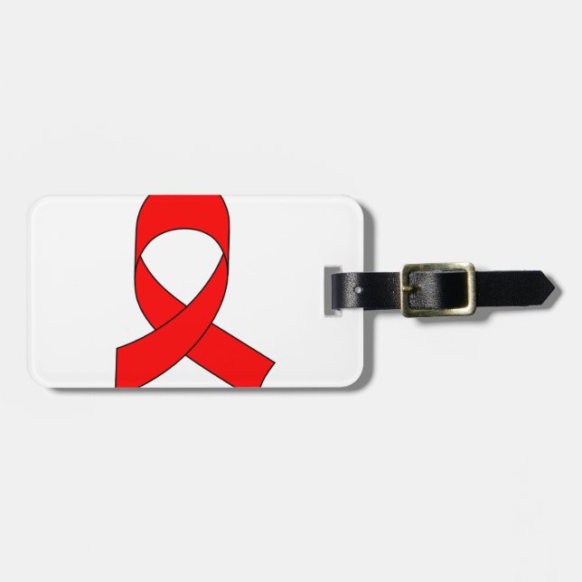 Red Ribbon Drawing Luggage Tag (Front Horizontal)