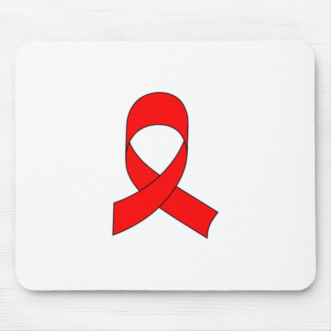 Red Ribbon Drawing Mouse Pad (Front)