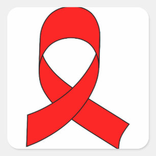 Red Ribbon Drawing Square Sticker