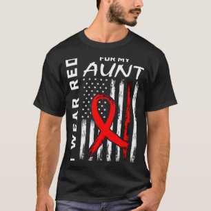 Red Ribbon For My Aunt Heart Disease Awareness Fla T-Shirt