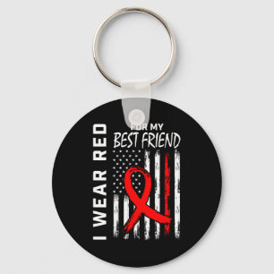 Red Ribbon For My Best Friend Heart Disease Awaren Keychain