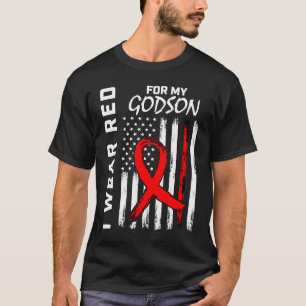 Red Ribbon Godson Heart Disease Awareness American T-Shirt