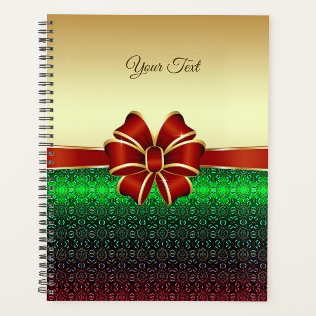 Red Ribbon Gold Holiday Planner (Front)