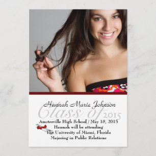 Red Ribbon Graduate Photo Faire-part