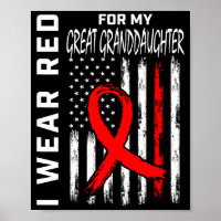 Red Ribbon Great Granddaughter Heart Disease Aware