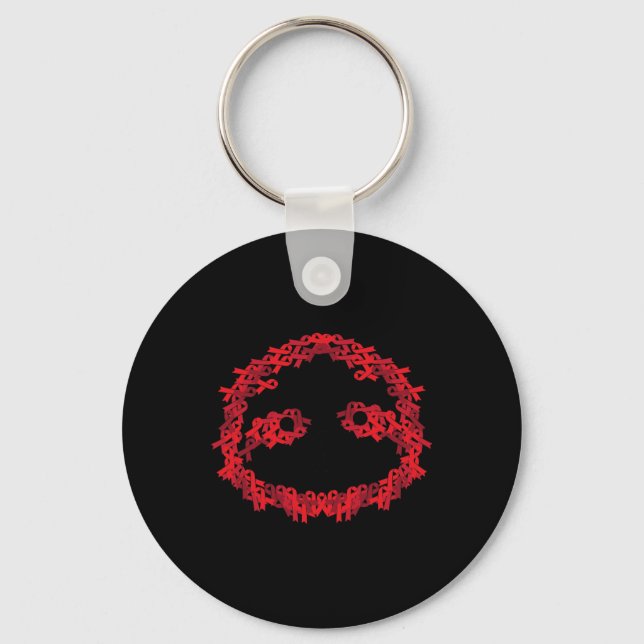 Red Ribbon HIV Aids Brain Aneurysm Sloth Cool Awar Keychain (Front)