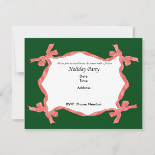 Red Ribbon Holiday Party Invitation Card