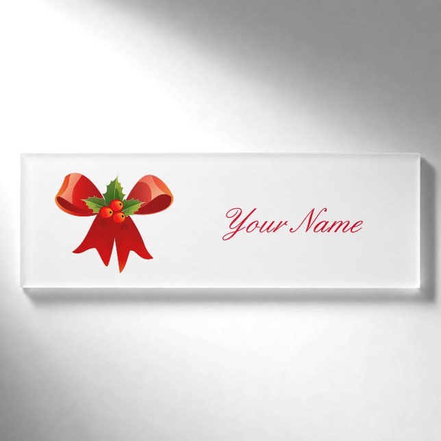 Red Ribbon Holly  Thunder_Cove Name Tag (Front)