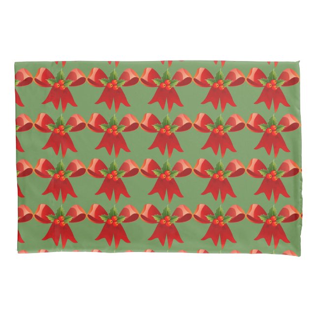 Red Ribbon Holly  Thunder_Cove Pillowcase (Front)