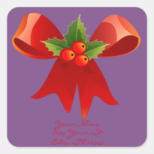 Red Ribbon Holly Thunder_Cove Square Sticker